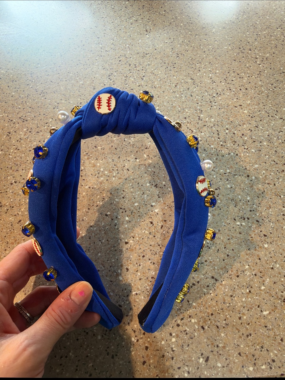 Blue Kids' Embellished Headband with Baseball Accents